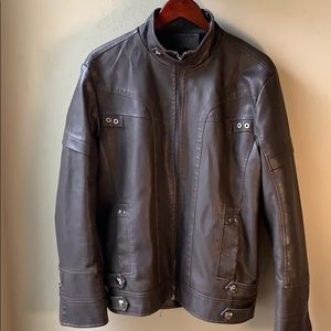 Faux Leather Brown Biker Steampunk Rocker Jacket